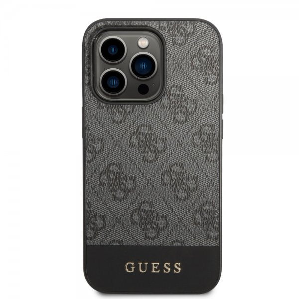 Guess iPhone 14 Pro Max Kuori Bottom Stripe Metal Logo Harmaa