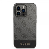 Guess iPhone 14 Pro Max Kuori Bottom Stripe Metal Logo Harmaa