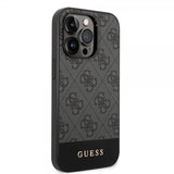 Guess iPhone 14 Pro Max Kuori Bottom Stripe Metal Logo Harmaa