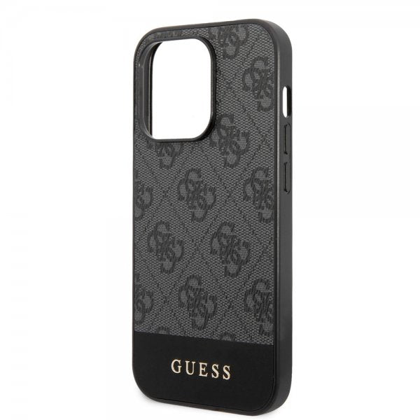 Guess iPhone 14 Pro Max Kuori Bottom Stripe Metal Logo Harmaa