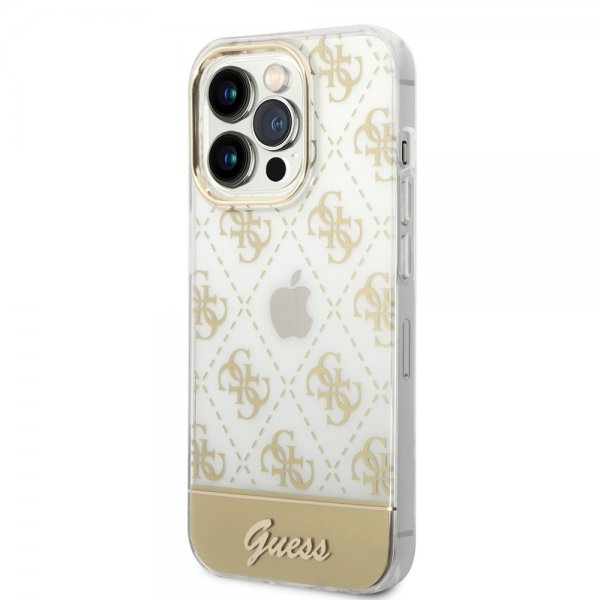Guess iPhone 14 Pro Max -kuoret Bottom Stripe Script Logo, kulta