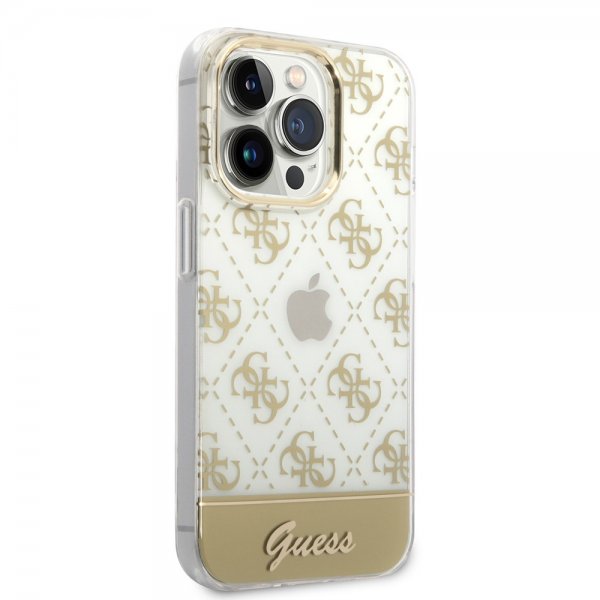 Guess iPhone 14 Pro Max -kuoret Bottom Stripe Script Logo, kulta