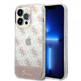 Guess iPhone 14 Pro Max Suojakuori Bottom Stripe Script Logo Vaaleanpunainen
