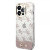 Guess iPhone 14 Pro Max Suojakuori Bottom Stripe Script Logo Vaaleanpunainen