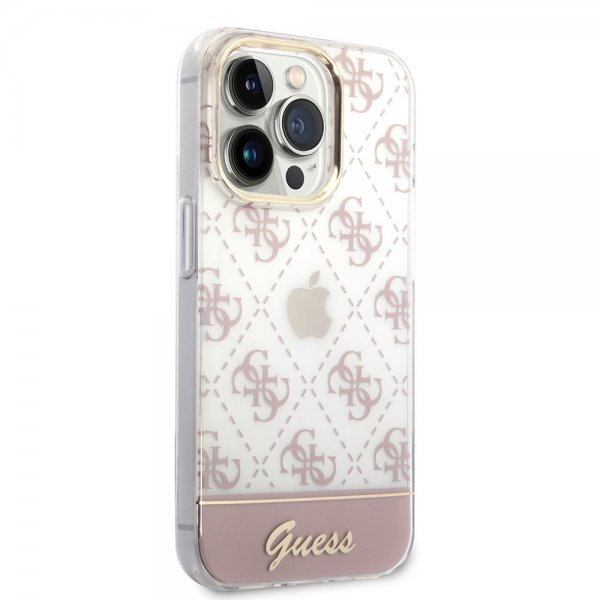 Guess iPhone 14 Pro Max Suojakuori Bottom Stripe Script Logo Vaaleanpunainen