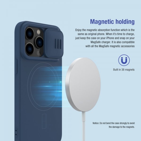 Nillkin iPhone 14 Pro Max Kuoret CamShield Silky MagSafe Sininen