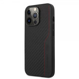 AMG iPhone 14 Pro Max Suojakuori Hiilikuitujäljitelmä Kohokuvioitu Logo Musta