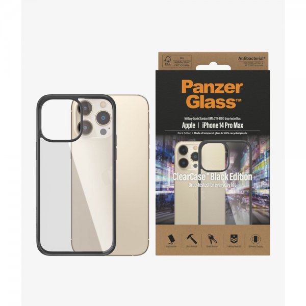 PanzerGlass iPhone 14 Pro Max -suojakuori, ClearCase Black Edition