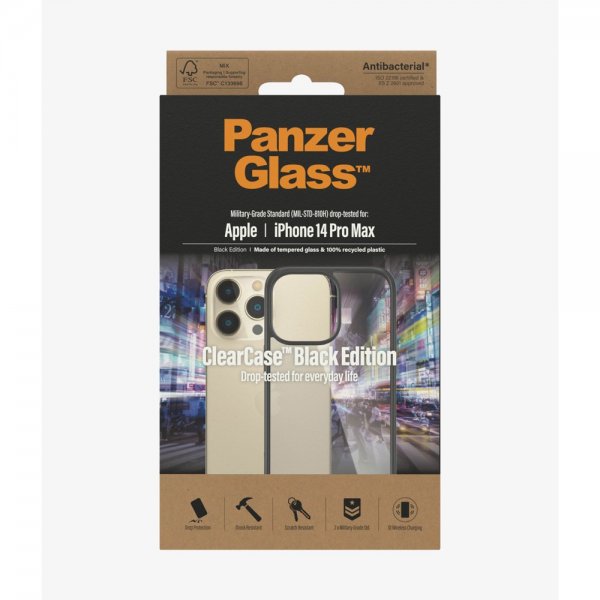 PanzerGlass iPhone 14 Pro Max -suojakuori, ClearCase Black Edition