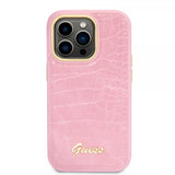 Guess iPhone 14 Pro Max Suojakuori Croco Rosa