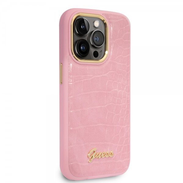 Guess iPhone 14 Pro Max Suojakuori Croco Rosa