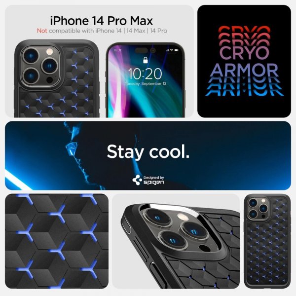 Spigen iPhone 14 Pro Max -suojakuori Cryo Armor Matte Black