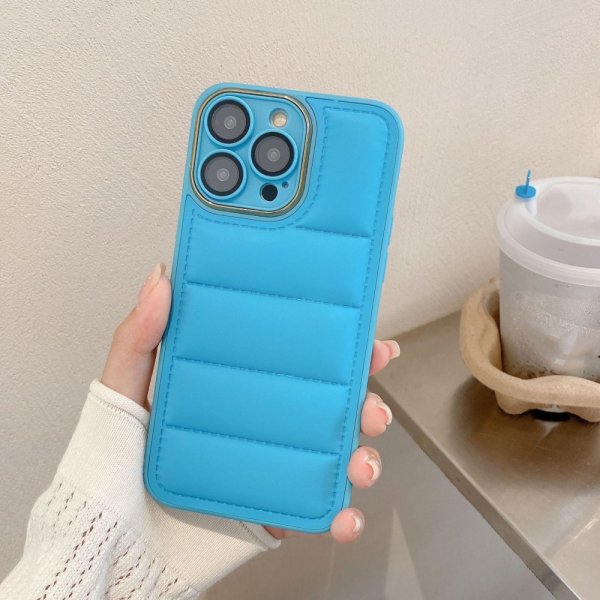 iPhone 14 Pro Max Kuori Down Jacket Design Sininen