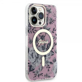 Guess iPhone 14 Pro Max Kuori Flower MagSafe Ruusu