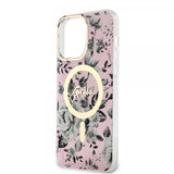 Guess iPhone 14 Pro Max Kuori Flower MagSafe Ruusu