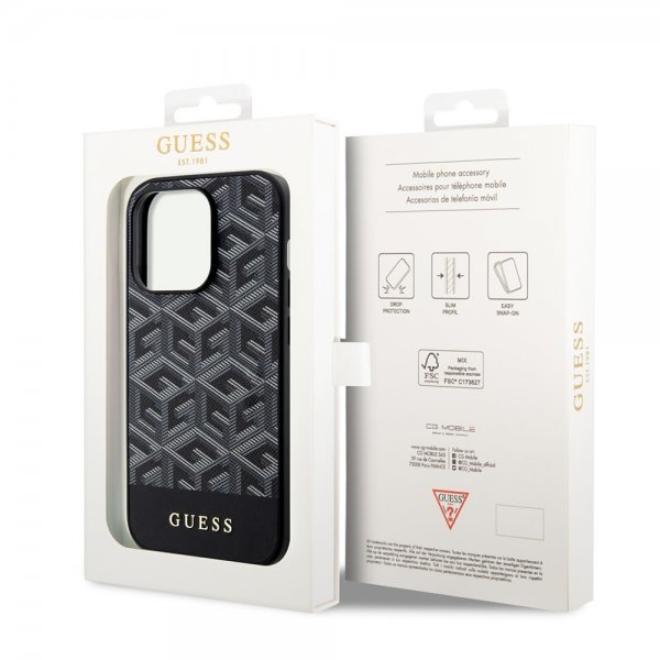 Guess iPhone 14 Pro Max Suojakuori G Cube MagSafe Musta