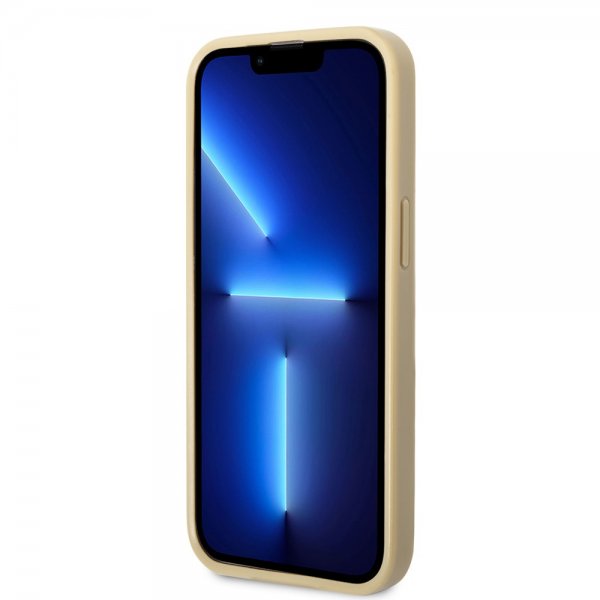 Guess iPhone 14 Pro Max Suojakuori Glitter Flakes Metal Logo Kulta