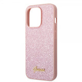 Guess iPhone 14 Pro Max Suojakuori Glitter Flakes Metal Logo Ruusukulta