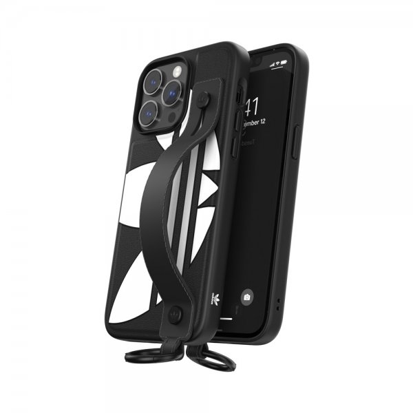 Adidas iPhone 14 Pro Max Kuori Käsihihnalla Musta Valkoinen