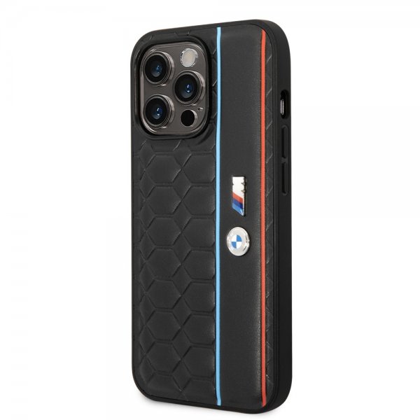 BMW iPhone 14 Pro Max Suojakuori Hexagonal Pattern Musta