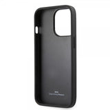 BMW iPhone 14 Pro Max Suojakuori Hot Stamp Metal Logo Musta