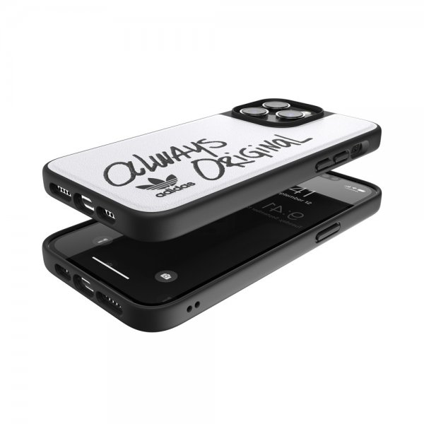 Adidas iPhone 14 Pro Max -kuoret, Inlay Embroidery Case, valkoinen/musta
