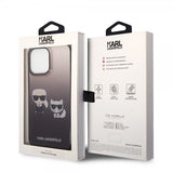 Karl Lagerfeld iPhone 14 Pro Max Suojakuori Karl & Choupette Gradient Musta