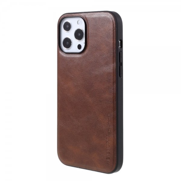 X-Level iPhone 14 Pro Max Kuori Nahkatekstuuri Ruskea