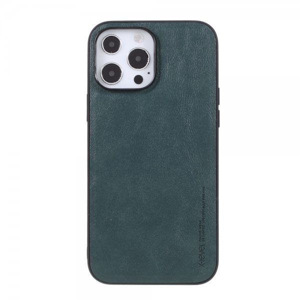 X-Level iPhone 14 Pro Max -kuoret, nahkatekstuuri, vihreä