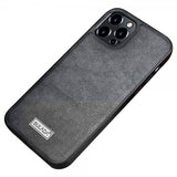 Sulada iPhone 14 Pro Max -suojakuori, nahkakuvioitu, musta