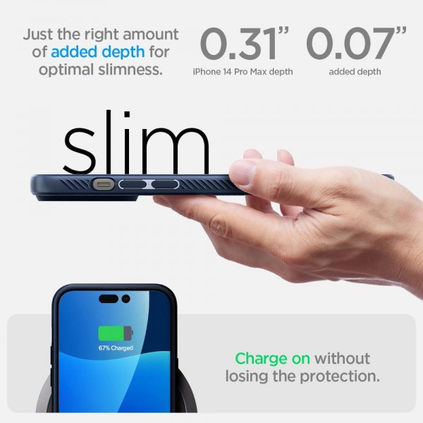 Spigen iPhone 14 Pro Max -suojakuori Liquid Air Navy Blue