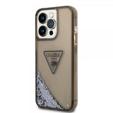 Guess iPhone 14 Pro Max Kuoret Liquid Glitter Translucent Musta