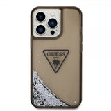 Guess iPhone 14 Pro Max Kuoret Liquid Glitter Translucent Musta