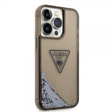 Guess iPhone 14 Pro Max Kuoret Liquid Glitter Translucent Musta