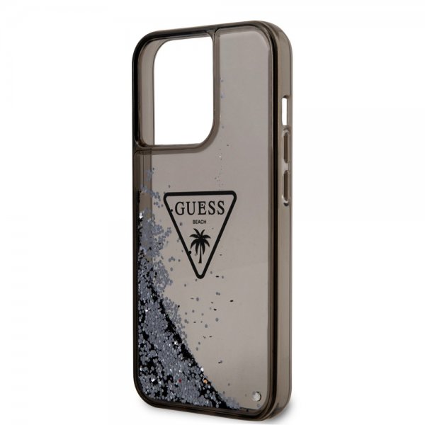 Guess iPhone 14 Pro Max Kuoret Liquid Glitter Translucent Musta