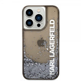 Karl Lagerfeld iPhone 14 Pro Max Kuoret Liquid Glitter Läpikuultava Musta