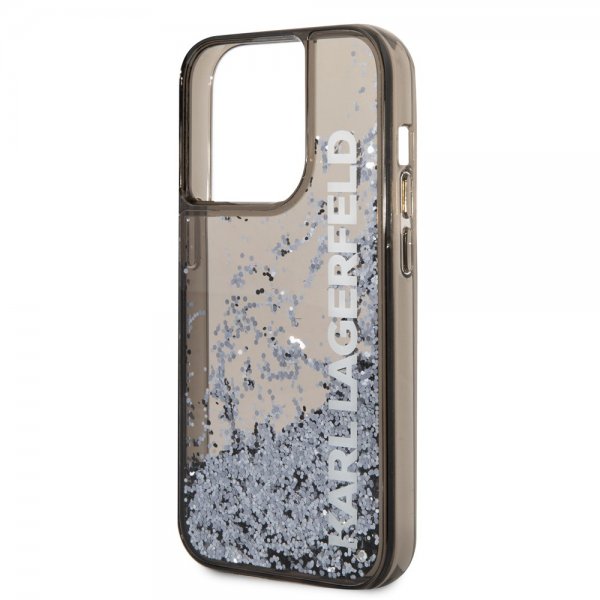 Karl Lagerfeld iPhone 14 Pro Max Kuoret Liquid Glitter Läpikuultava Musta