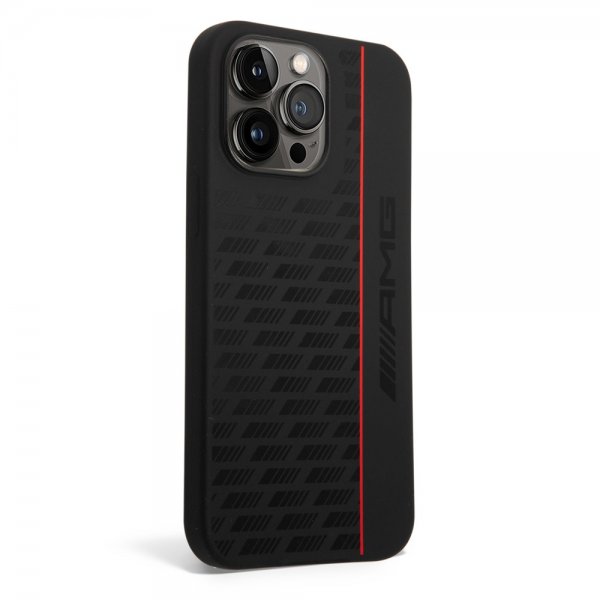 AMG iPhone 14 Pro Max -kuori, Liquid Silicone, hiilikuitukuvio, musta