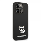 Karl Lagerfeld iPhone 14 Pro Max Suojakuori Nestemäinen Silikoni Choupette Musta