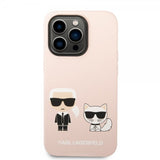 Karl Lagerfeld iPhone 14 Pro Max Suojakuori Liquid Silicone Karl & Choupette MagSafe Pink