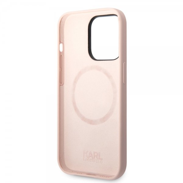 Karl Lagerfeld iPhone 14 Pro Max Suojakuori Liquid Silicone Karl & Choupette MagSafe Pink
