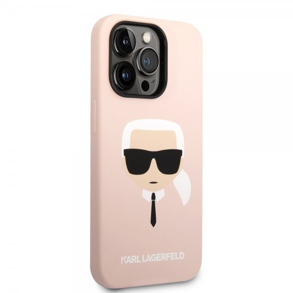 Karl Lagerfeld iPhone 14 Pro Max Kuori Liquid Silicone Karl MagSafe Pinkki