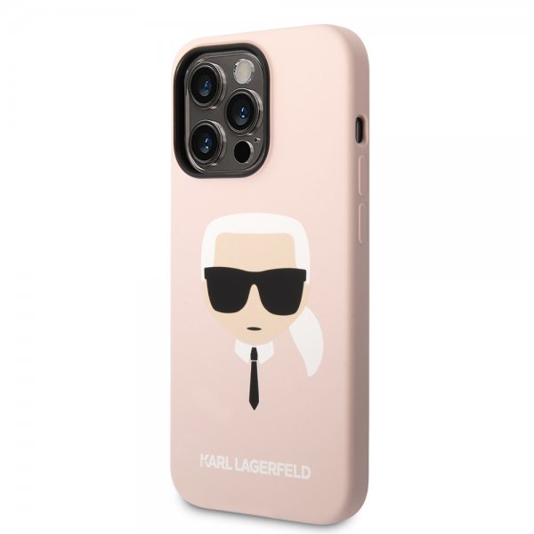 Karl Lagerfeld iPhone 14 Pro Max Suojakuori Nestemäinen Silikoni Karl Pink