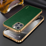 Sulada iPhone 14 Pro Max Kuori Litchikuvioitu Pinnoitettu Reuna Vihreä