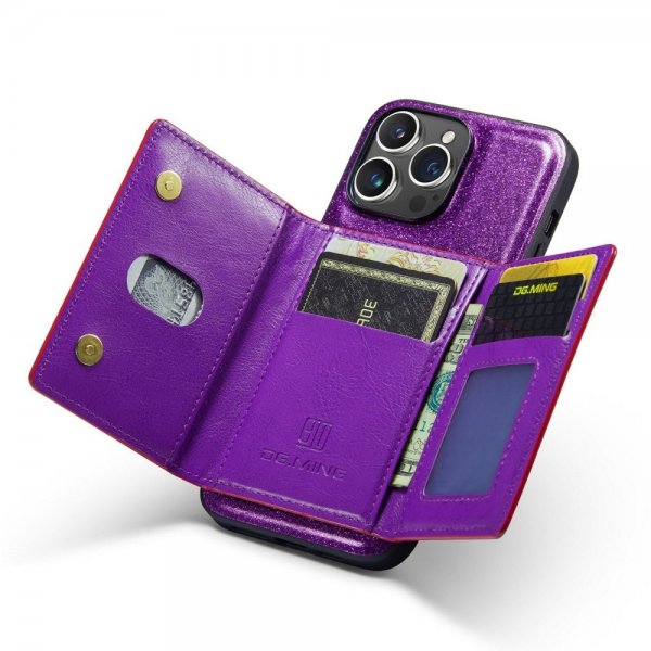 Dg.Ming iPhone 14 Pro Max -kuori M3-sarjan irrotettava korttikotelo, violetti