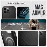 Spigen iPhone 14 Pro Max -kuori Mag Armor MagFit Matte Black