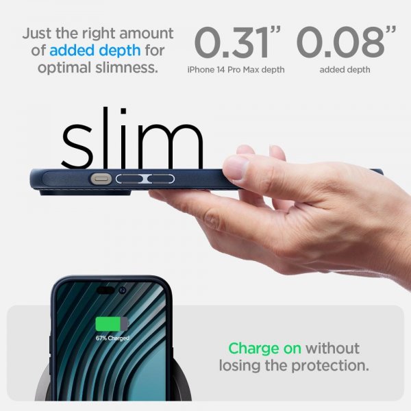 Spigen iPhone 14 Pro Max Suojakuori Mag Armor MagFit Navy Blue