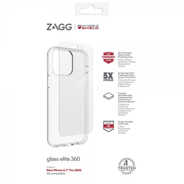 ZAGG InvisibleShield iPhone 14 Pro Max -kuori ja Glass Elite 360 -näytönsuoja