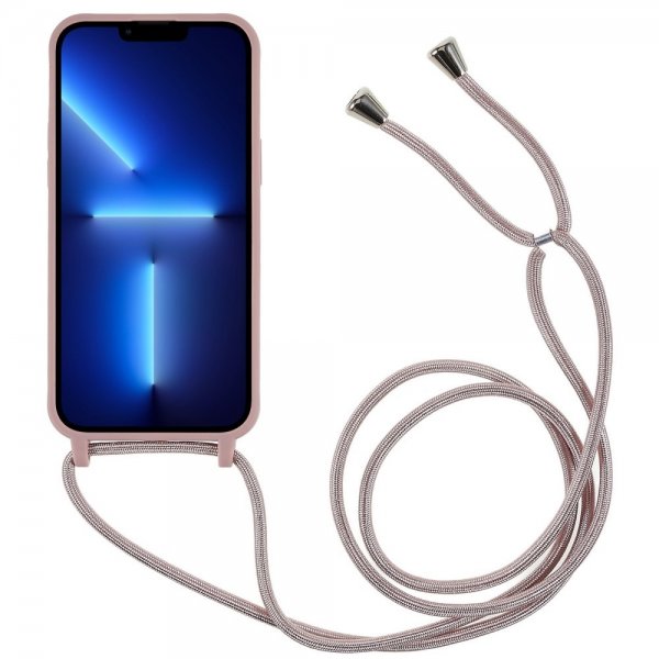 iPhone 14 Pro Max Suojakuori hihnalla Tummanroosa