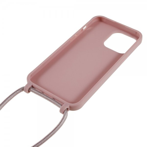 iPhone 14 Pro Max Suojakuori hihnalla Tummanroosa